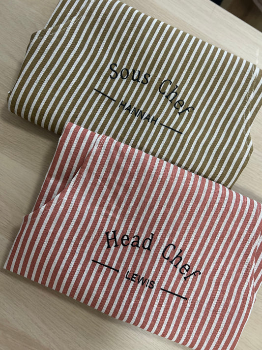 Matching personalised Aprons, Head Chef & Sous Chef
