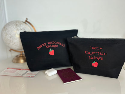 ‘Berry Important Things’ canvas accessory bag