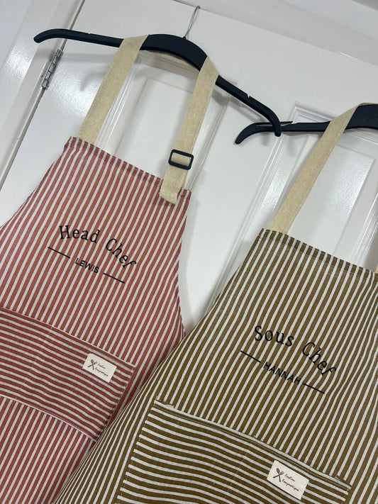 Matching personalised Aprons, Head Chef & Sous Chef