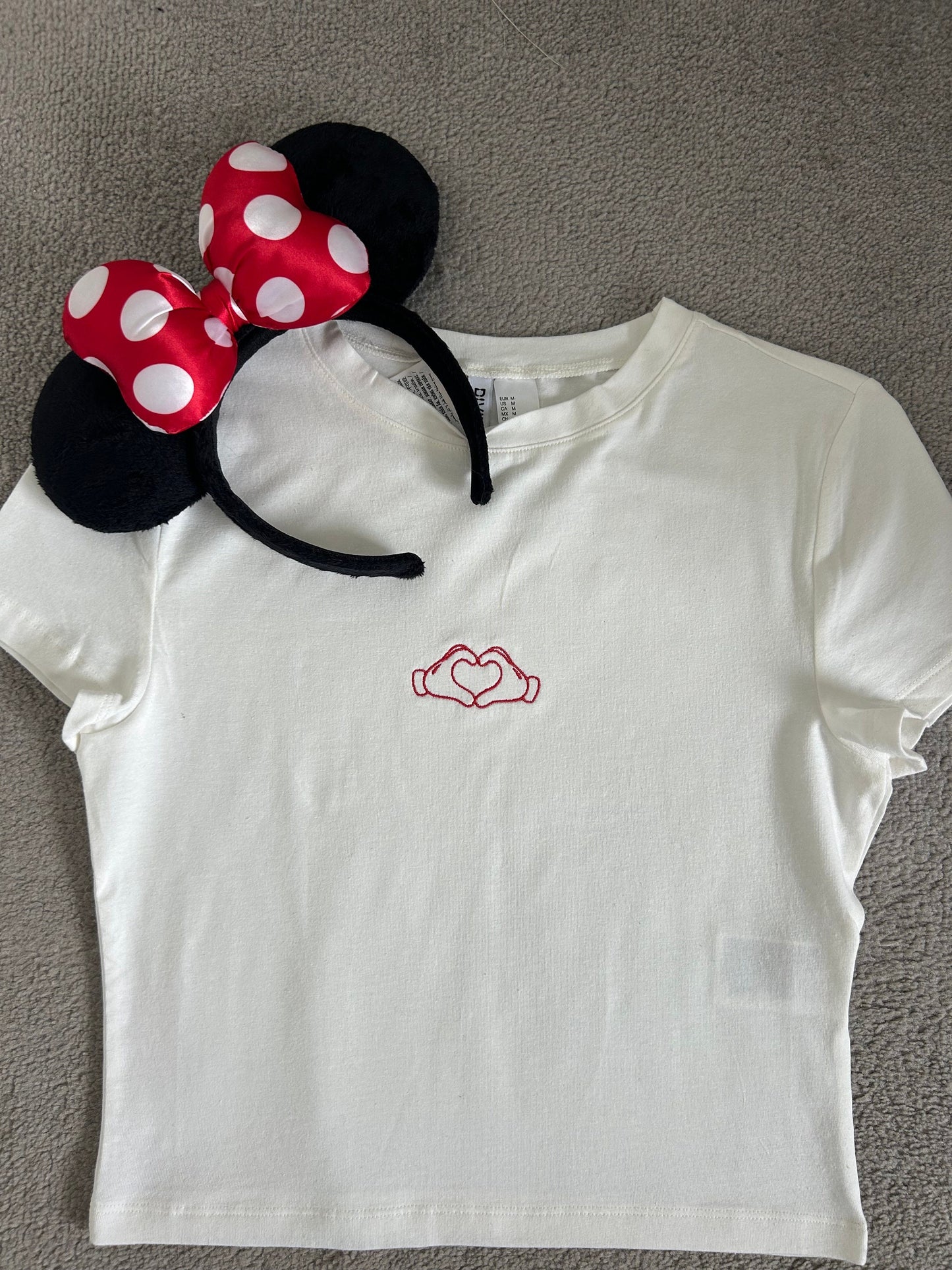 Mickey Mouse heart hands embroidered baby tee /T-shirt