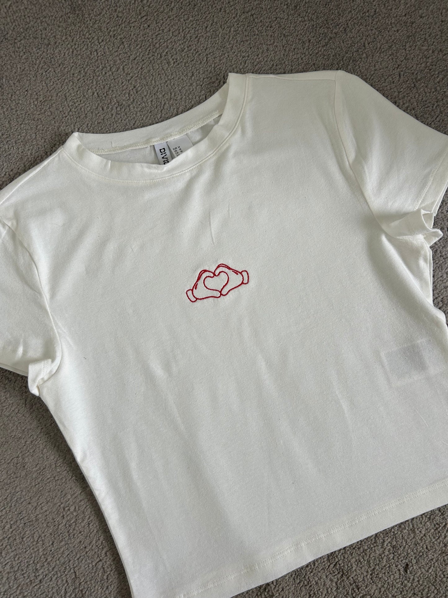 Mickey Mouse heart hands embroidered baby tee /T-shirt