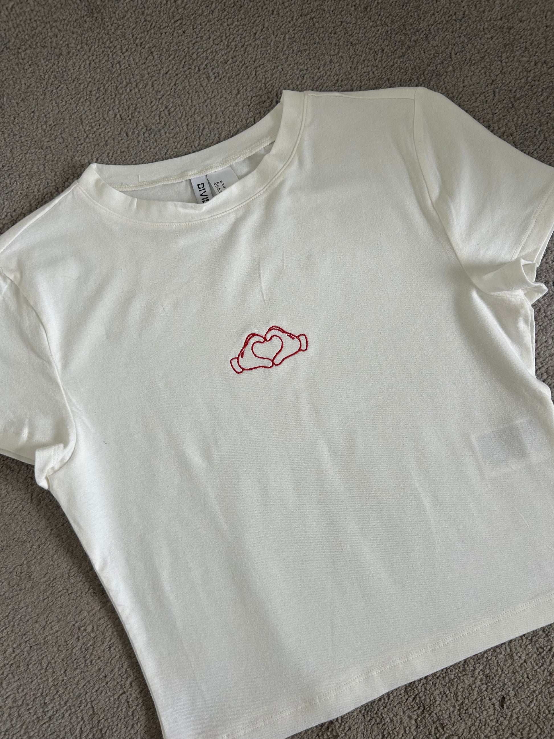 Mickey Mouse heart hands embroidered baby tee /T-shirt