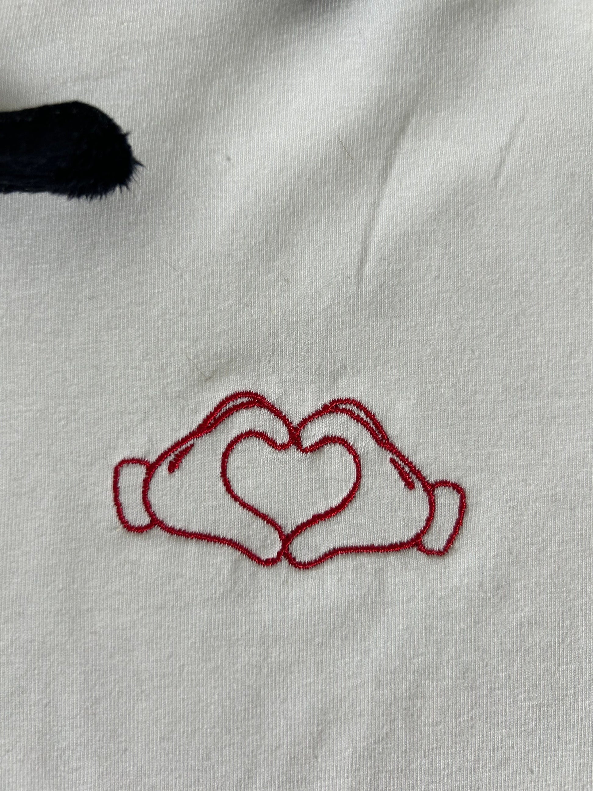 Mickey Mouse heart hands embroidered baby tee /T-shirt