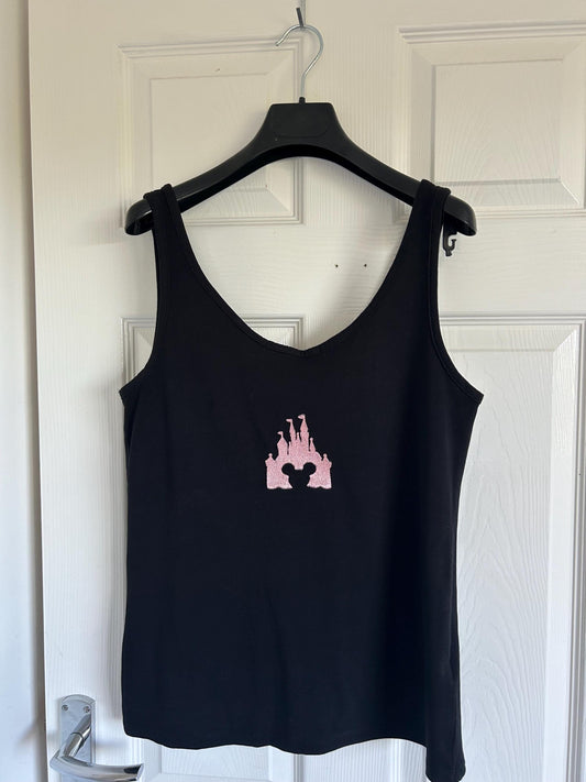 Disney princess castle embroidered top/vest/tank