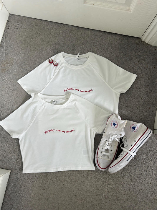 Custom lyrics/phrase embroidered T-shirt or baby tee