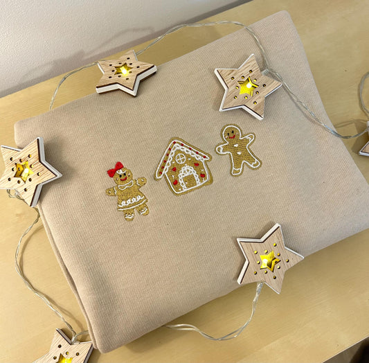 Christmas gingerbread embroidered sweatshirt/jumper