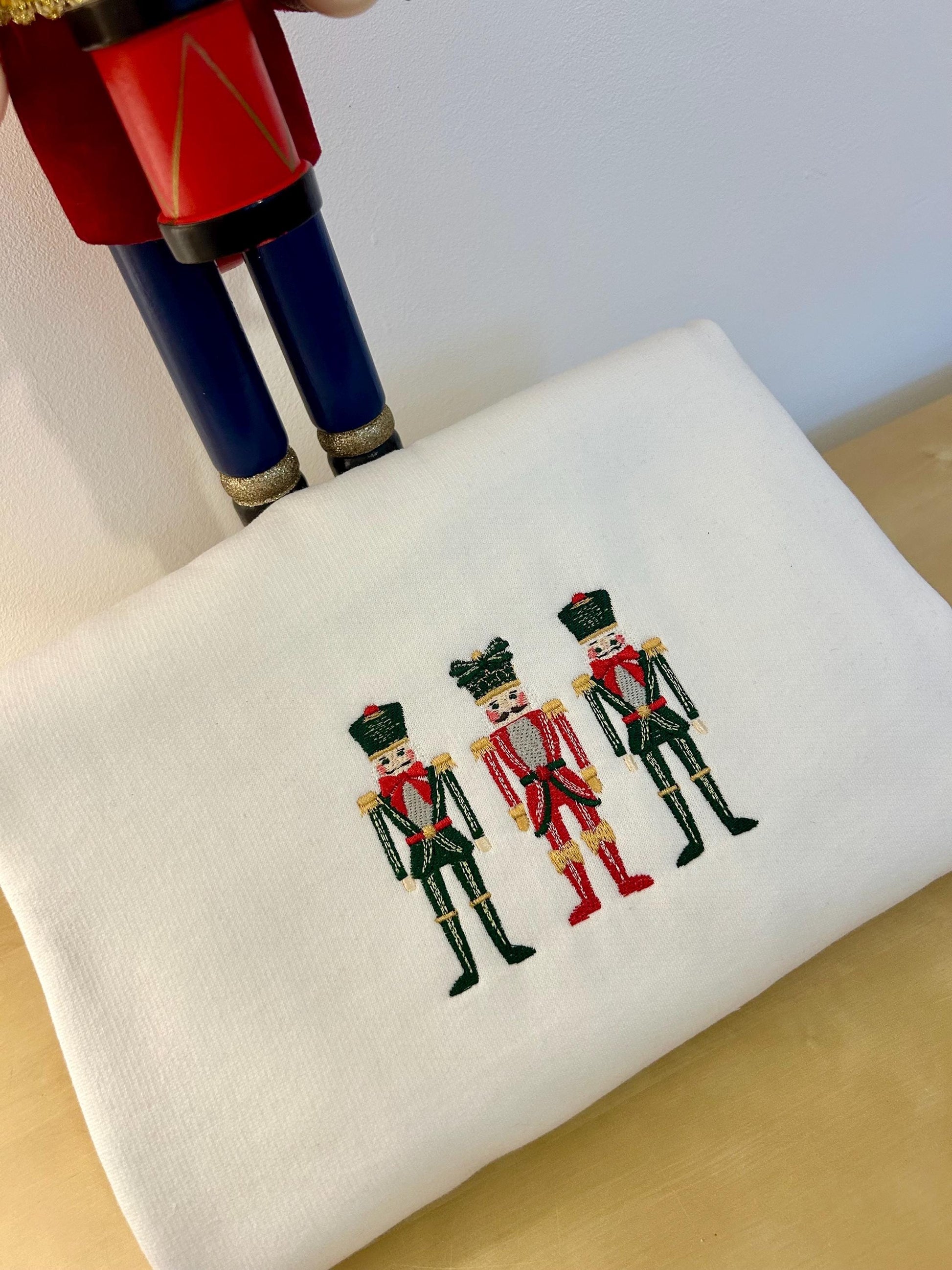 Christmas nutcrackers embroidered sweatshirt