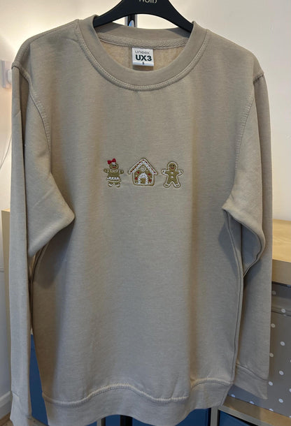 Christmas gingerbread embroidered sweatshirt/jumper