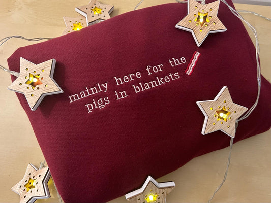 Christmas Pigs in Blankets embroidered sweatshirt/jumper