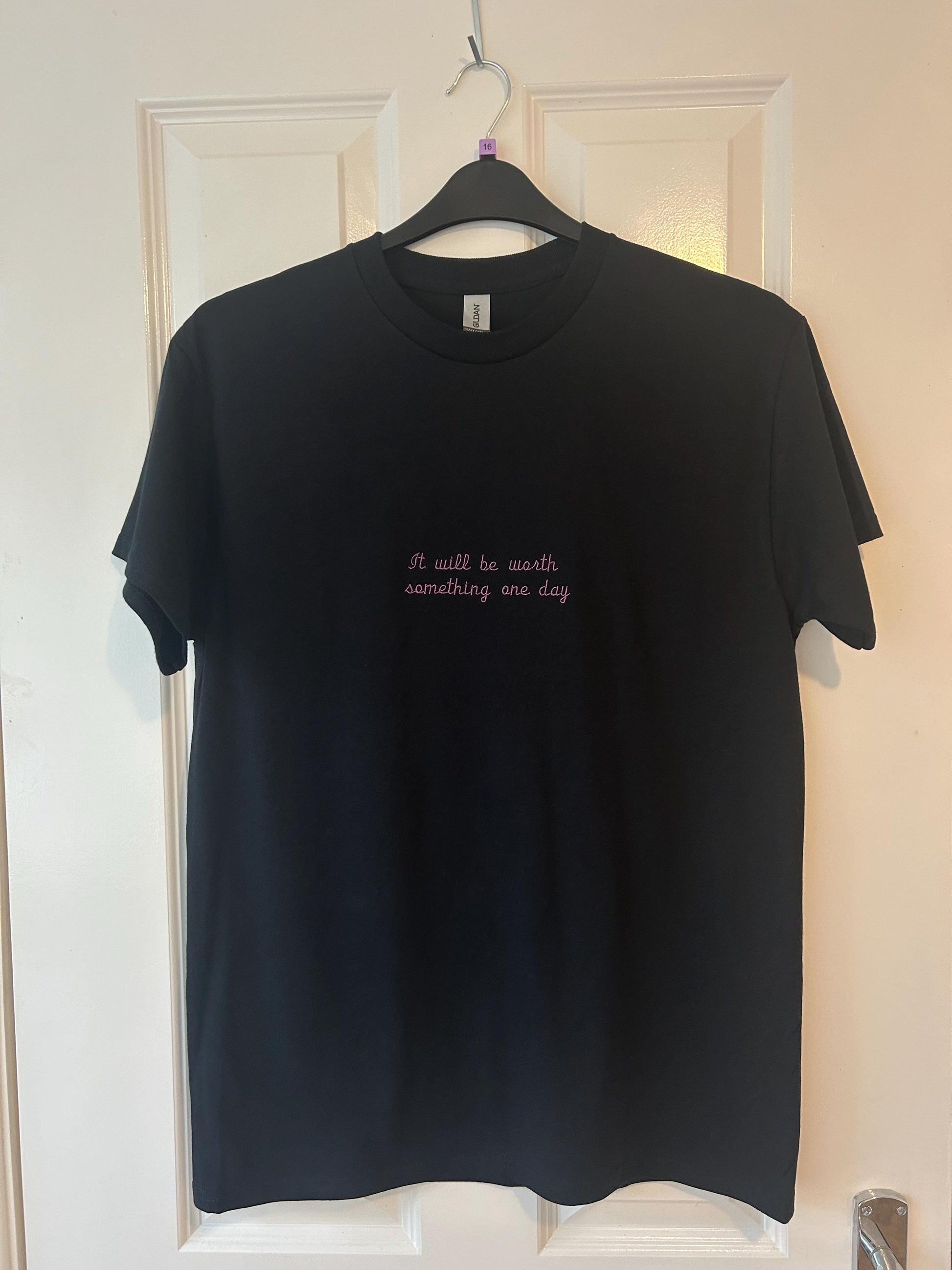 Custom lyrics/phrase embroidered T-shirt or baby tee