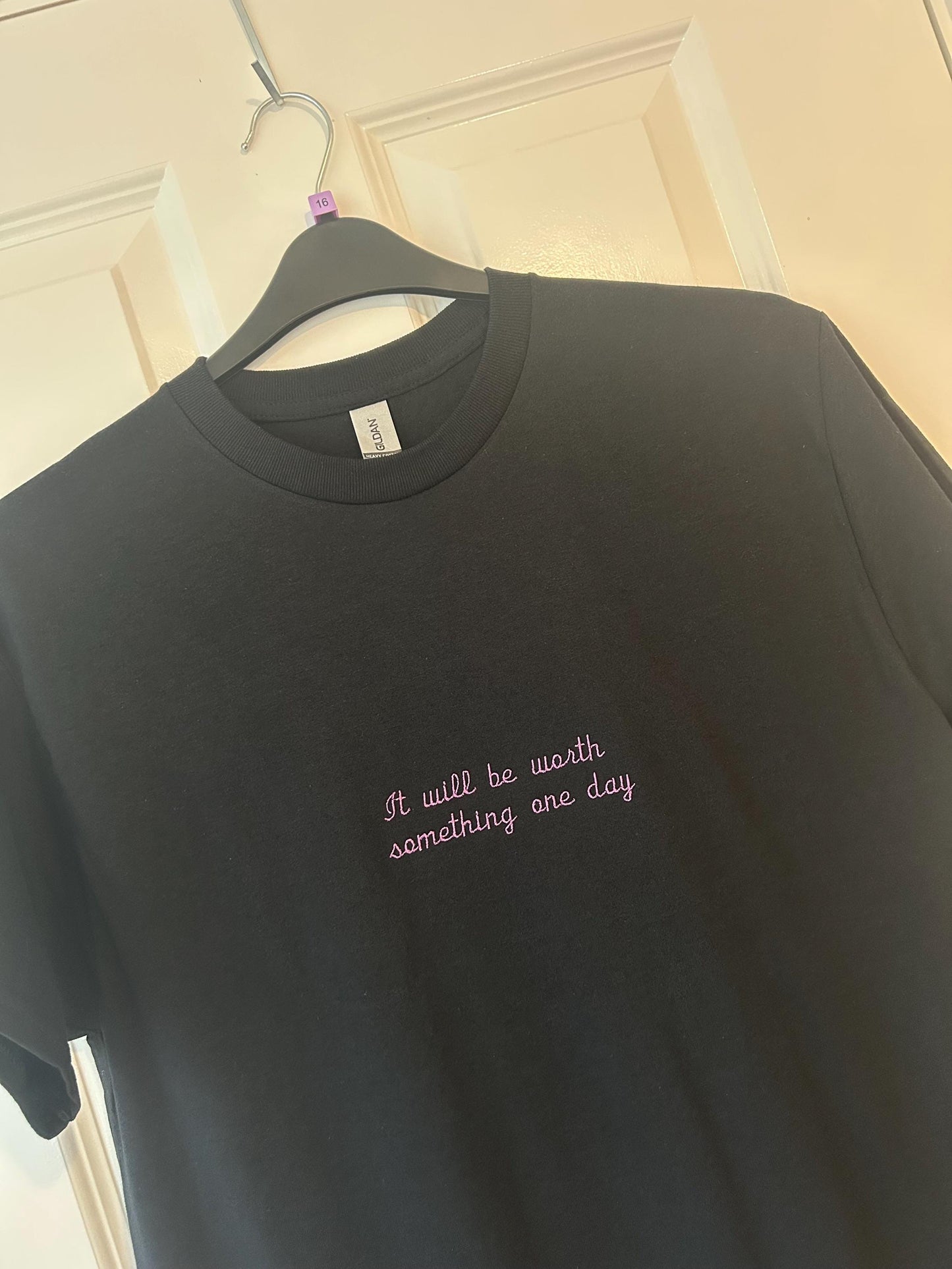 Custom lyrics/phrase embroidered T-shirt or baby tee