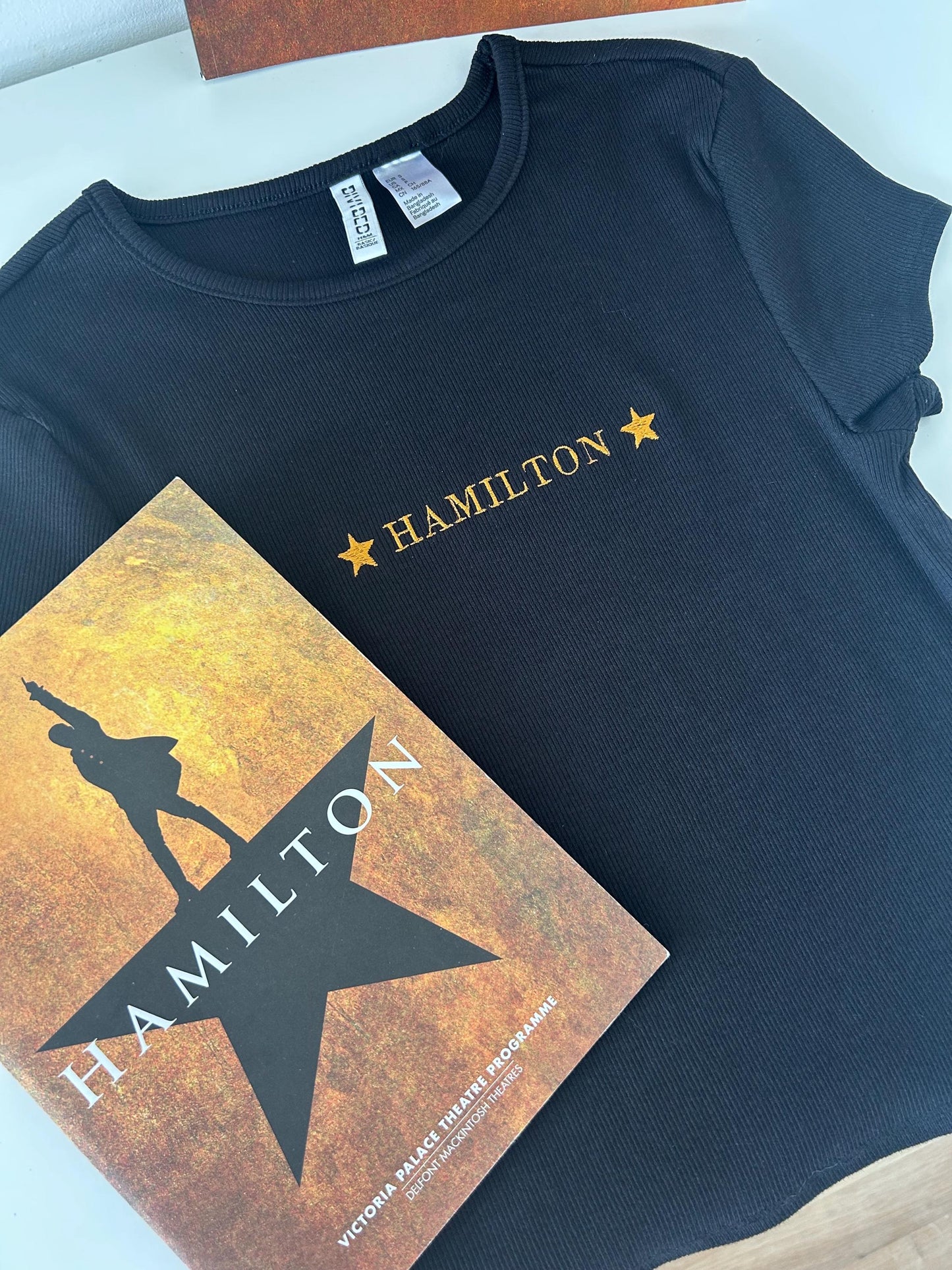 Hamilton musical inspired baby tee, t-shirt, embroidered