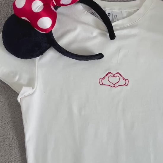 Mickey Mouse heart hands embroidered baby tee /T-shirt
