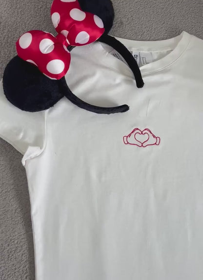 Mickey Mouse heart hands embroidered baby tee /T-shirt